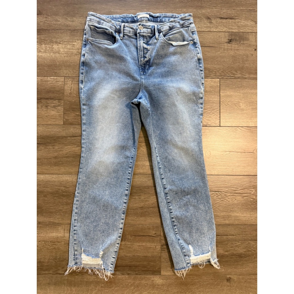 Good American Light Blue Distressed Ankle Jeans
